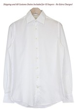 SUITSUPPLY Traveller Men's Formal Shirt 37/14.5 Slim White Cotton Spread