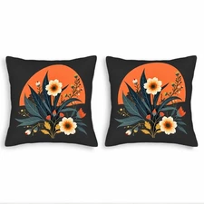 Elegant Floral Throw Pillow Covers 18x18in Set of 2 - Large White Flowers 