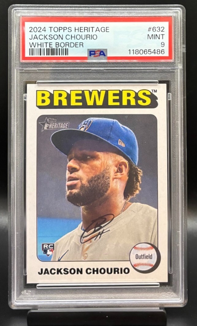 2024 Topps Heritage High Number Jackson Chourio RC White Border #632 PSA 9