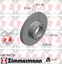 2x ZIMMERMANN Bremsscheibe 400.1061.20 f&uuml;r MERCEDES-BENZ