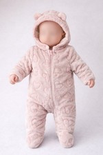 Wonder Nation Baby Bunting Suit 0-3M Pink Hearts Hooded Fleece One Pie