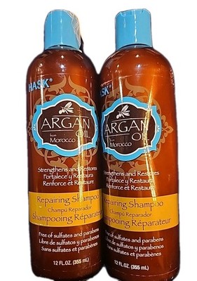 Hask Argan Oil Repairing Shampoo 12oz - 2 Pack - Free of Sulfates - New