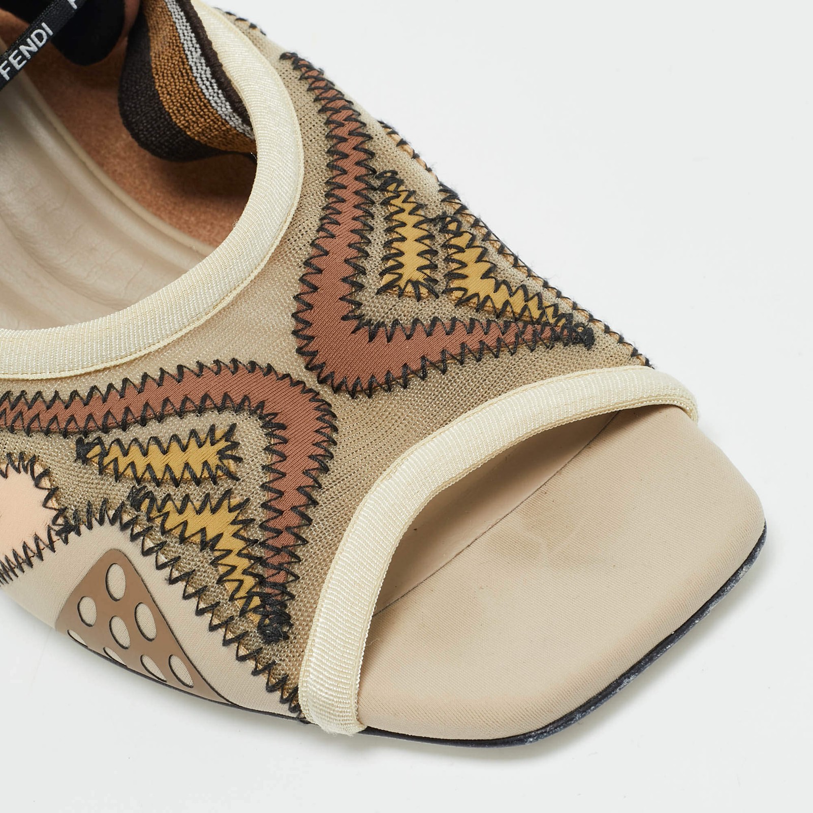 Fendi Evie Size 39 Multicolor Fabric and Net Ankle Strap Sandals thumbnail 8