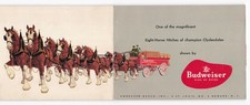 Vintage 1952 Budweiser Clydesdales Postcard Anheuser-Busch Beer Advertising