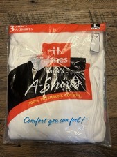 Hanes 3 Men's A-Shirts Large 42-44 White 100 Cotton 1997 New In Packaging VTG