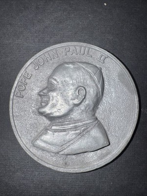 1987 POPE JOHN PAUL 2 1/4'' Pewter Ultra High Relief Medallion