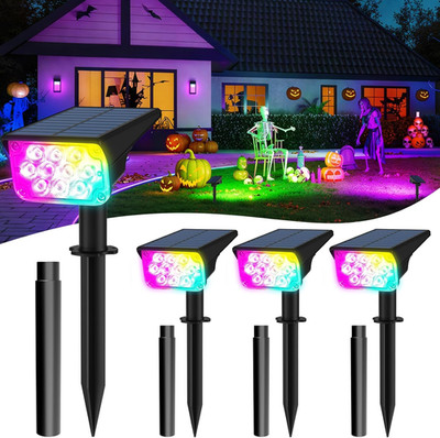 Halloween Solar Spot Lights Outdoor Color Changing 4 Pack IP65 Waterproof RGB La