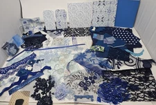 Journaling Kit, "Out Of The Blue" Beaded Lace, Vintage Lace, Fabric, Ephemera.