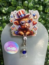 Cute Cow Retractable Badge Reel Work ID Holder Clip CNA MA RN NP LPN Nurse gift