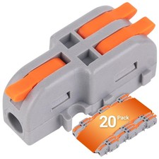 20Pcs Lever Wire Connectors, 1 in 2 Out DIY Mini Splicing Compact Splitter Do