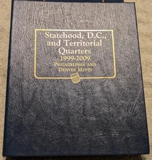 Whitman Album 2821 For US Statehood + Territorial Quarters Coins P&D 1999-2009