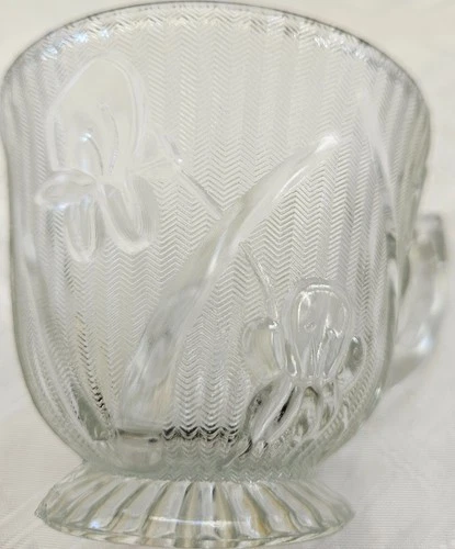 Jeanette Glass Vintage Iris and Herringbone Tea Cup. Depression glass