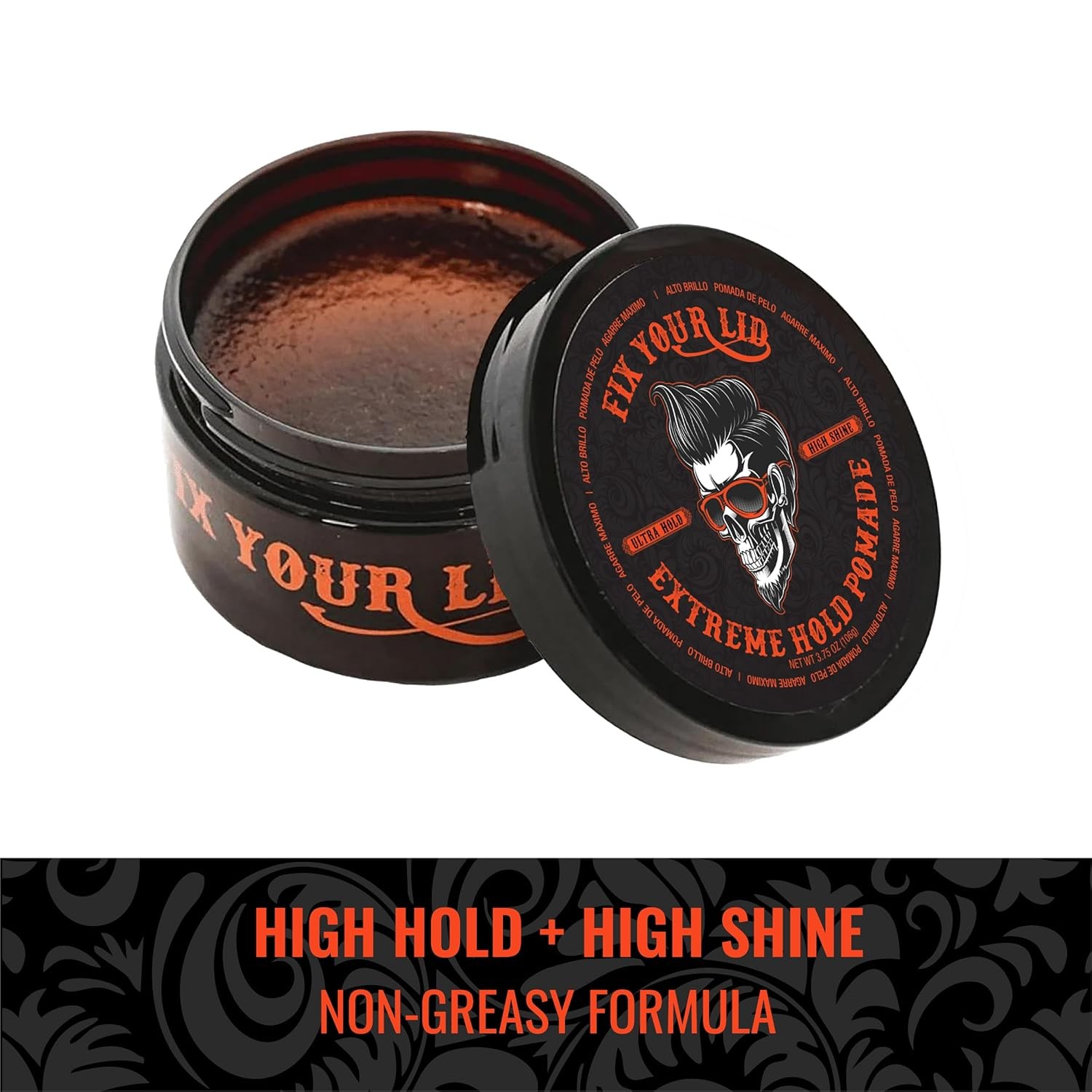 Fix Your Lid Extreme Hold Hair Pomade For Men - High Shine Water Based Hair... 
