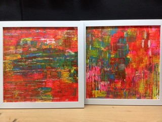 Pair Of Abstract Paintings By Rosemary Lynch Feb 21 With COA