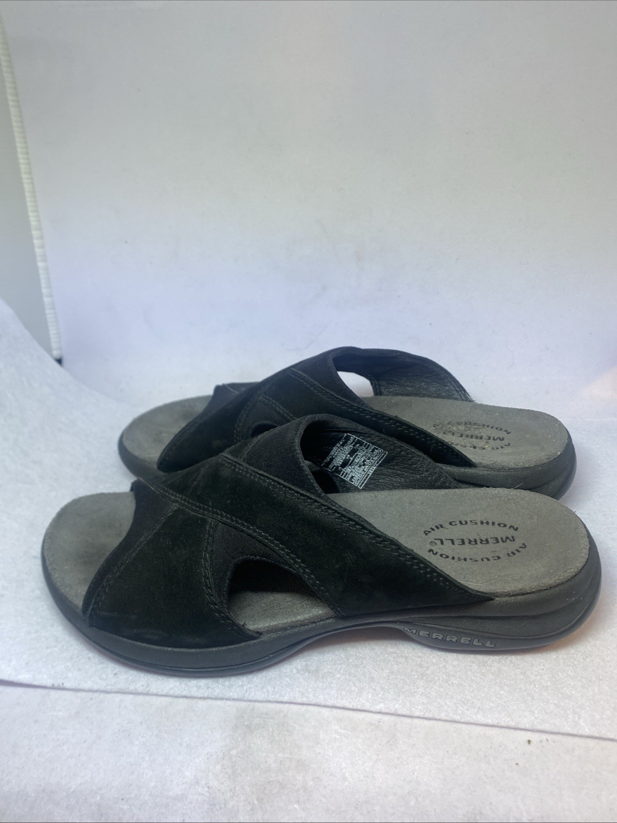 MERRELL sandali neri scamosciati slip on taglia 7 usati in ottime condizioni donna