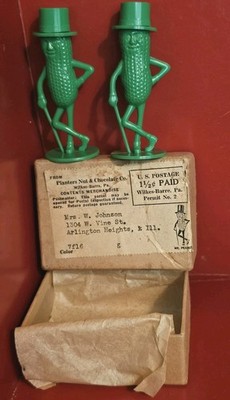 Vintage Planters Mr Peanut Salt & Pepper Original Box & Tissue 1940s-50s LotSp17