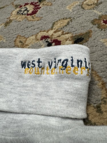 Camicia girocollo vintage WVU Mountaineers anni 90 grigio medio West Virginia anni 90 - Foto 3 di 4