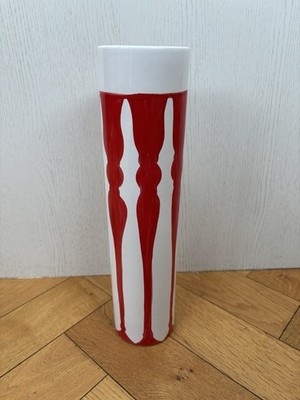 Emma Bailey Fine Bone China große runde Vase handbemalt rotes Design 34 cm