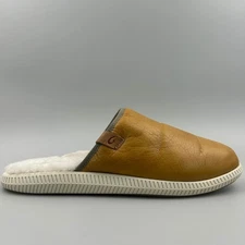 Olukai Mua 'ili Mens Size 9 Brown Leather Shearling Lined Slippers 10502 NEW