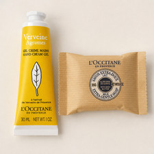 L Occitane Citrus Verbena Hand Cream Gel 1 oz Shea Milk Soap 0.8 oz Set