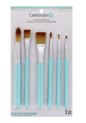 Celebrate It 6-teiliges Tortendekorationspinsel-Set|Fondant Zuckerkunst essbare Farbe