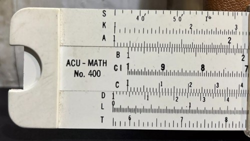 VTG Slide Rule ACU-MATH No. 400 w/Brown Storage Sleeve Made in USA - Picture 2 of 4