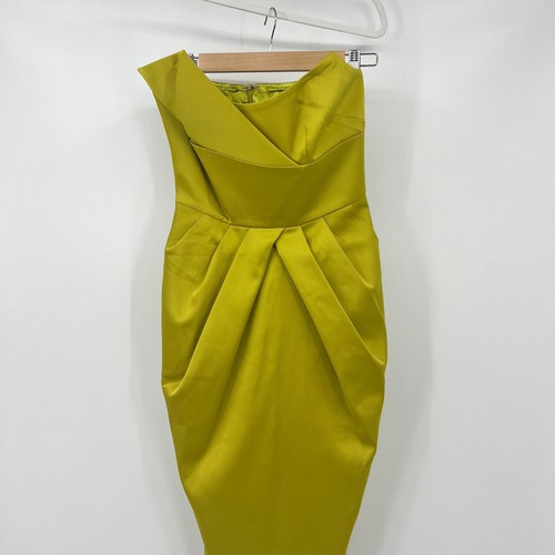 Elegant Evening Dress M Strapless NWT Chartreuse Womens Midi Length Size Medium - Picture 5 of 10