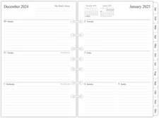 2025 Weekly & Monthly Planner Refill, 5-1/2" X 8-1/2", Runs from January 2025 to