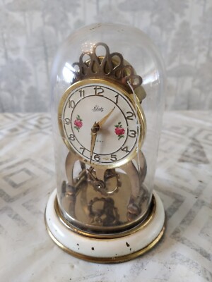 Vintage Schatz 8Day Anniversary Clock Visible Wheel Movement 2Jewel, 10.5x14.5cm