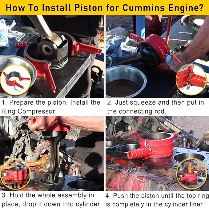 7040 Piston Ring Compressor Tool For Cummins ISX, Caterpillar 3400, And C-15 5.4" Bore Same As PT-7040 (Black - View #11