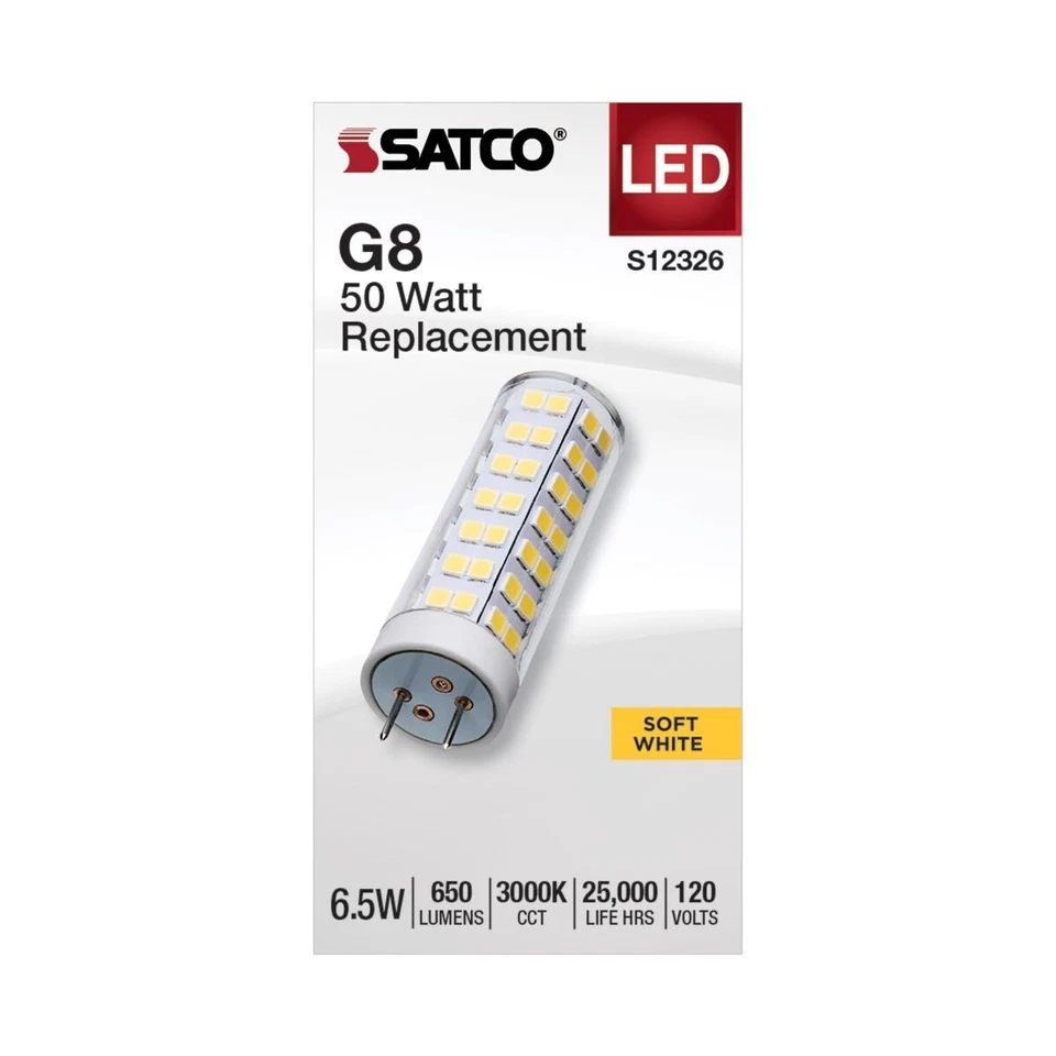 Satco S12326 - 6.5 Watt Mini LED Bulbs - G8 Base - 3000K ( 2, 5, 10 or 20 Pack) - Image 2 of 4
