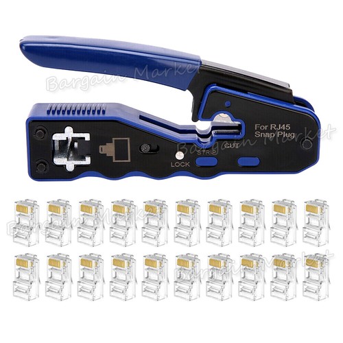 RJ45 Crimper EZ Cat 5e 6 7 HD Pass Through Network Connector Tool Crimping Plier - Picture 2 of 9