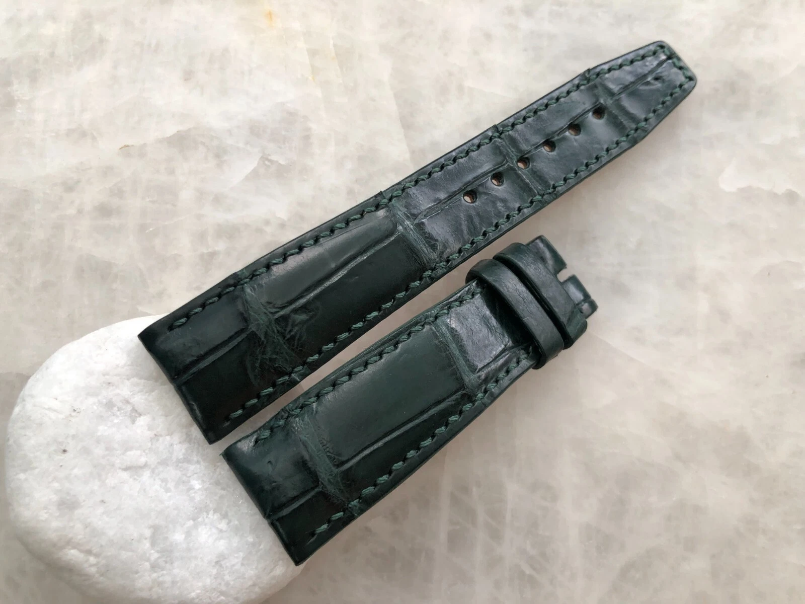 21mm/18mm Green Alligator Crocodile Embossed Leather Watch Strap Band