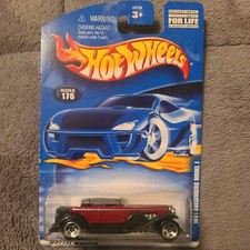 2001 Hot Wheels 1931 Duesenberg Model J #176 Red and Black Spoke MOC 53719 NIP