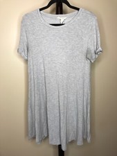 Forever 21 Women's L Gray Scoop Neck Short Sleeve T Shirt Dress Cotton Blend