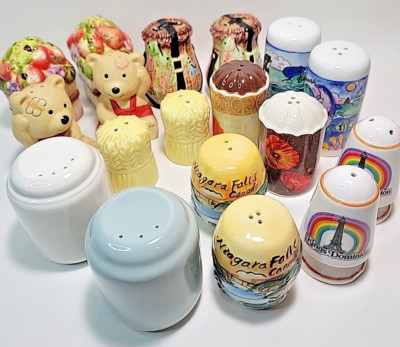 Japan & Other Worldly Round Kitchen Vintage Salt & Pepper Shaker Lot x9 Sets 