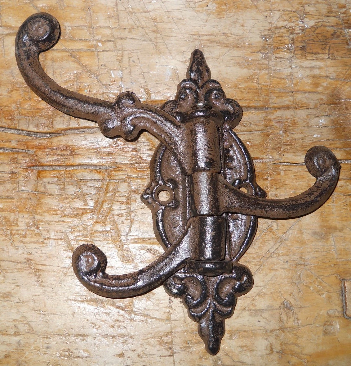 1 Cast Iron Antique Style SWIVEL Coat Hooks Hat Hook Rack Hall Tree  Restoration