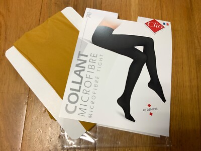 collant clio semi-opaque microfibre moutarde ocre de la taille à