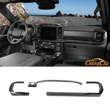 Dashboard Center Console Decor Strips Trim For Ford F150 2021-2025 Carbon fiber