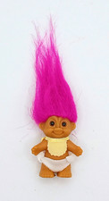 VINTAGE 2" RUSS STANDING BABY TROLL PURPLE HAIR WITH BIB  DIAPER NEW 