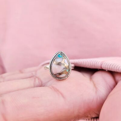 Oyster Copper Turquoise Ring 925 Sterling Silver Ring Opal Turquoise Ring USA