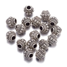 50pcs Tibetan Silver Alloy Bicone Metal Beads Carved Loose Spacers Craft 6x7.5mm