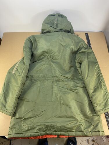 Vintage Mens M Military Flying Mans Snorkel Parka Hooded Jacket Nylon Green Coat - Picture 10 of 11