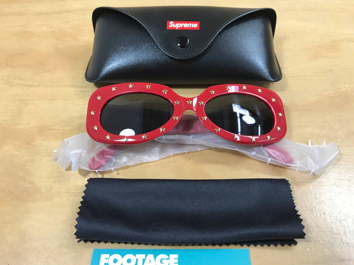 2018 SS18 SUPREME ROYALE SUNGLASSES RED GOLD BOX LOGO CASE CLEAN