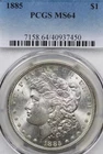 1885 Morgan Silver Dollar Silver Coin, PCGS MS-64 ** Lustrous Beauty! CX6