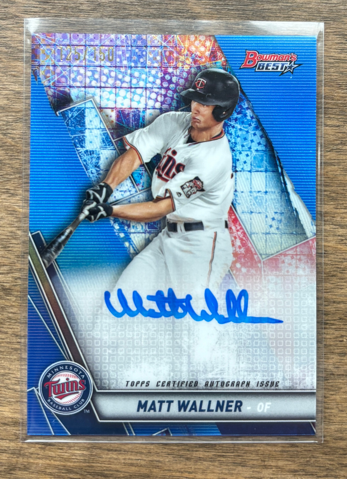 MATT WALLNER 2019 BOWMAN'S BEST BLUE REFRACTOR PROSPECT CHROME AUTO /150
