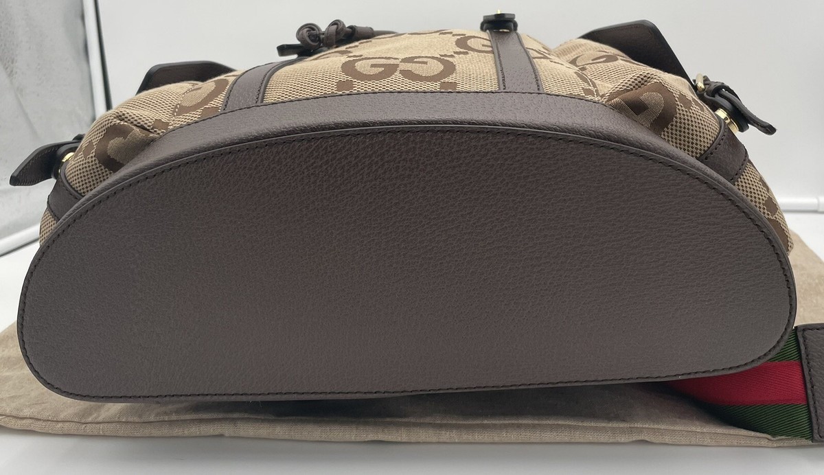 $3100 NEW Gucci Jumbo GG Backpack Bag Web Logo Brown Leather $3100 NEW Gucci Jumbo GG Backpack Bag Web Logo Brown Leather