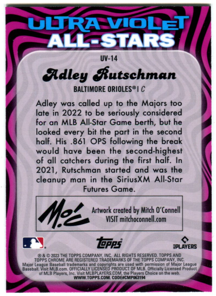 2023 Topps Chrome Adley Rutschman Ultra Violet All-Stars Rookie