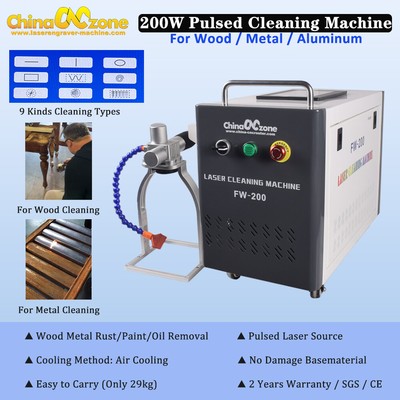 200W Pulsed Laser Cleaning Machine Rust/Oil/Paint Removal No Damage BaseMaterial