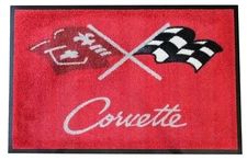 Corvette C3 Crossed Flags Floor Door  Garage Mat